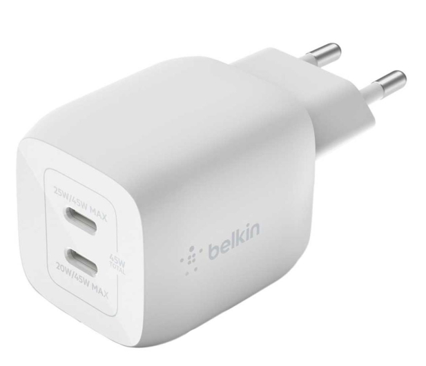 BELKIN Podwójna ładowarka ścienna USB-C GaN z PPS 45 W WCH011vfWH - 1082674 - zdjęcie